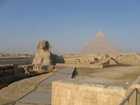 The Sphinx in front of Khafre's Pyramid